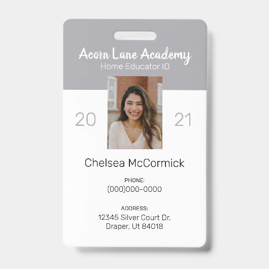 Schone grijze Homeschool Educator ID Badge (Voorzijde)