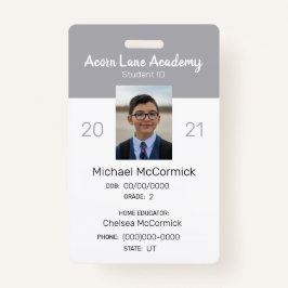 Schone grijze Homeschool Student ID Badge