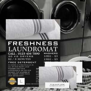 Schone handdoeken, wasgoed, Adverteren reinigen Flyer