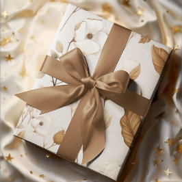 Schone katoenen bloemen Neutrale aardse kleuren Inpakpapier Vel