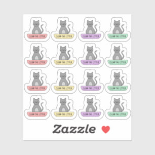 Schone kattenbak Huisdier Herinnering Kattenverzor Sticker