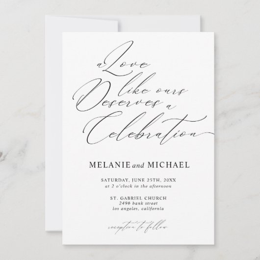 Schone Klassieke Script Kalligrafie QR Code Weddin Kaart (Voorkant)