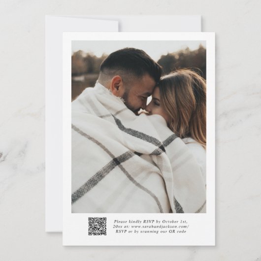 Schone Klassieke Script Kalligrafie QR Code Weddin Kaart (Achterkant)