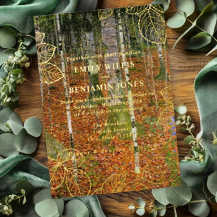 Schone kunst Gustav Klimt Forest Natuur bruiloft Folie Uitnodiging