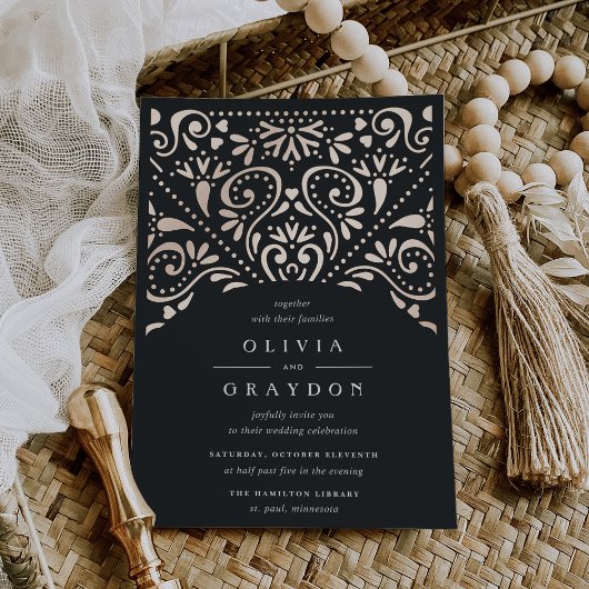 Schone kunsten |  Art Deco bruiloft Folie Uitnodiging