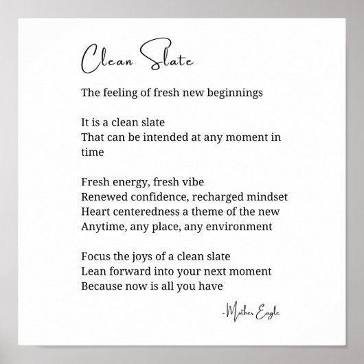 Schone Lei nieuwe beginpunten Inspirerend Gedicht  Poster (Voorkant)