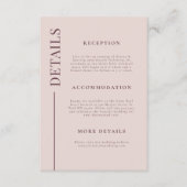 Schone lijn Mauve bruiloft details Informatiekaartje (Voorkant)