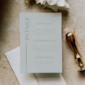 Schone lijn Sage Groene bruiloft Details Informatiekaartje