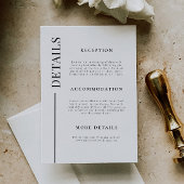 Schone lijn witte bruiloft details informatiekaartje