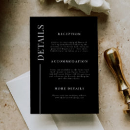 Schone lijn zwart bruiloft details informatiekaartje