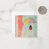 Schone lijnen & beitters: Ladybug regendruppel Notitiekaartje (Voorkant / Achterkant in situ)