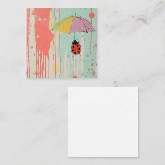Schone lijnen & beitters: Ladybug regendruppel Notitiekaartje (Voorkant / Achterkant)