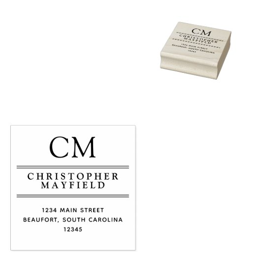 Schone lijnen Modern Monogram Retouradres Rubberstempel (Gestempeld)