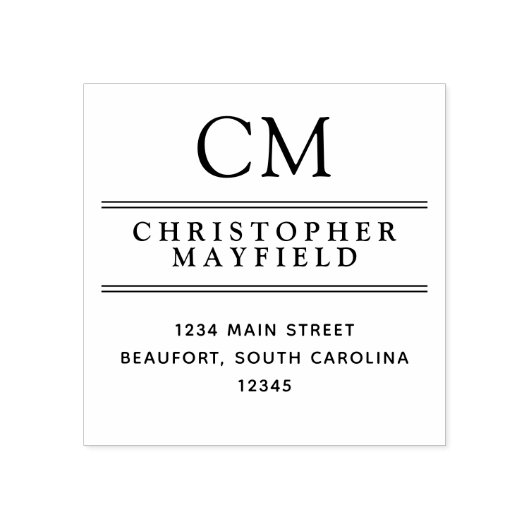 Schone lijnen Modern Monogram Retouradres Rubberstempel (Afrduk)