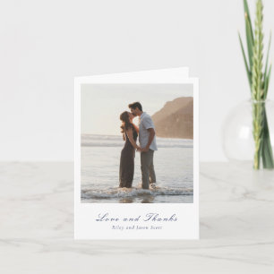 Schone Marine Blauw Elegante Huwelijk Bedankkaart