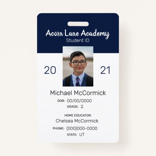 Schone marine Homeschool Student ID Badge (Voorkant)