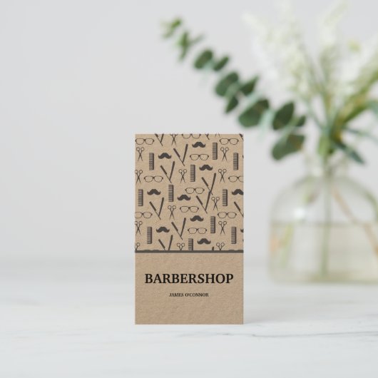 Schone minimale Barber Barbershop Visitekaartje (Staand voorkant)