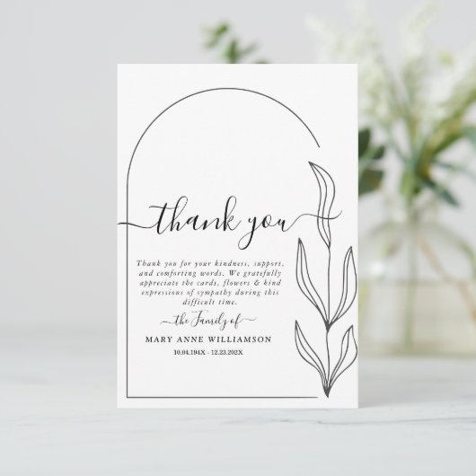 Schone minimale tekstscript begrafenis bedankt kaa (Staand voorkant)