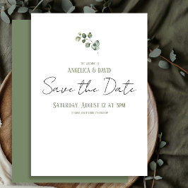 Schone Minimalistische Eucalyptus Bruiloft Save The Date