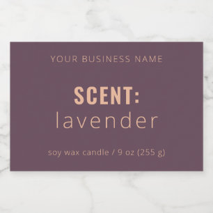 Schone minimalistische kaars voor kuit en tan voedselcontainer etiket