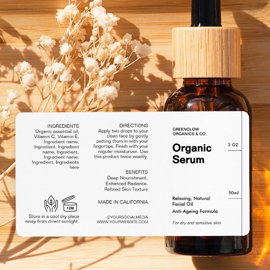 Schone & minimalistische moderne cosmetische drupp etiket