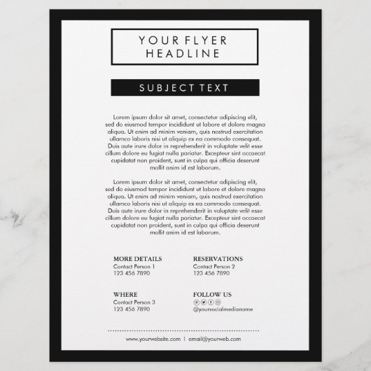 Schone minimalistische sociale media Luxury B&W 8, Flyer (Voorkant)