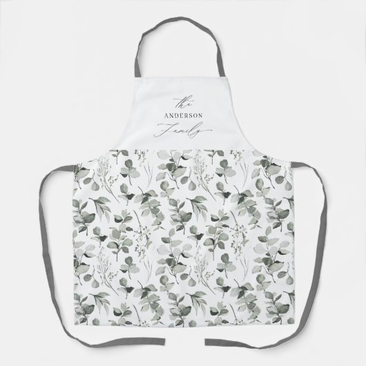 Schone, moderne, botanische groene groene vakantie schort (Voorkant)