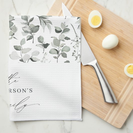 Schone, moderne, botanische groene groene vakantie theedoek (Quarter Fold)