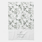 Schone, moderne, botanische groene groene vakantie theedoek (Verticaal)