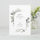 Schone moderne elegant botanische groene grijs feestdagenkaart (Staand voorkant)