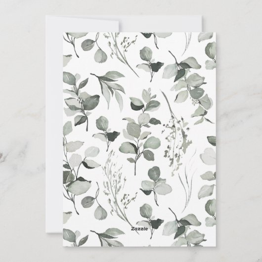 Schone moderne elegant botanische groene grijs feestdagenkaart (Achterkant)