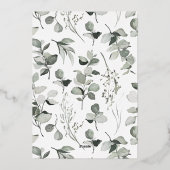 Schone moderne elegant botanische groene grijs folie feestdagenkaart (Achterkant)