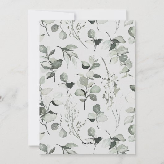 Schone moderne elegant botanische groene grijze fo feestdagenkaart (Achterkant)