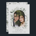 Schone moderne elegant botanische groene grijze fo feestdagenkaart<br><div class="desc">Maak een schoon,  modern elegant,  botanisch groen grijs,  gewoon een klassiek botanisch kerkfotokerstontwerp.</div>