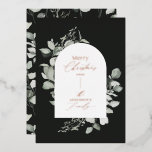 Schone moderne elegant botanische zwarte groen folie feestdagenkaart<br><div class="desc">Schone moderne elegante botanische groene,  zwarte en grijze echte folie goud,  zilver en brons,  gewoon een stijlvol,  botanisch kerstkerstontwerp.</div>