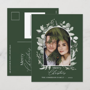 Schone moderne elegante botanische groene foto feestdagenkaart