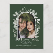 Schone moderne elegante botanische groene foto feestdagenkaart (Voorkant)