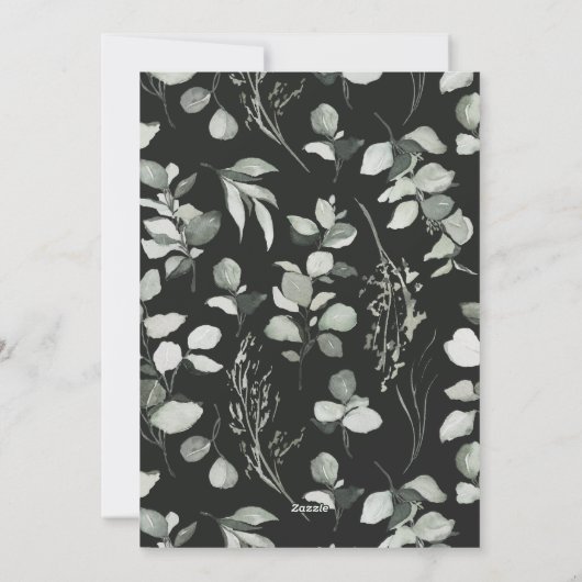 Schone moderne elegante botanische groene grijze f feestdagenkaart (Achterkant)