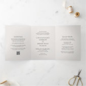 Schone Neutrale QR Code Elegant Huwelijk Drieluik Uitnodiging (Binnen)