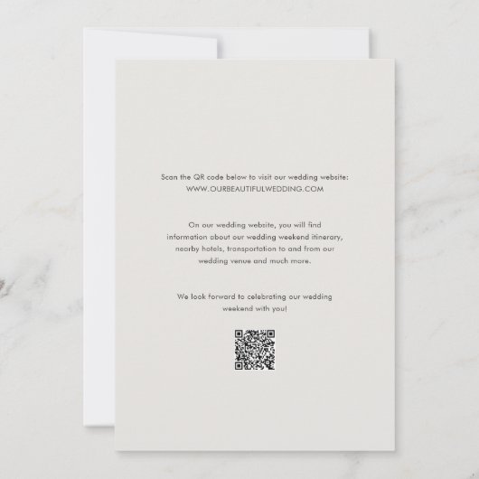 Schone Neutrale QR Code Elegant Huwelijk Kaart (Achterkant)