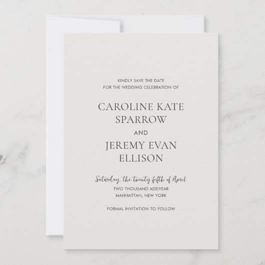 Schone Neutrale QR Code Foto Elegant Huwelijk Save The Date (Voorkant)