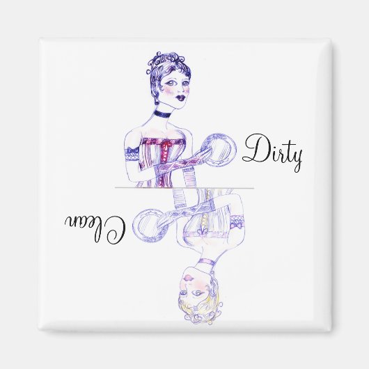 Schone of vuile Victoriaans vaatwassermagneet Magneet (Voorkant)