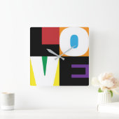 Schone ontwerpletterkunst met liefdesregenboogkleu vierkante klok (Huis)