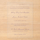 Schone Paarse elegante bruiloft Acryl Uitnodigingen (Voorkant)