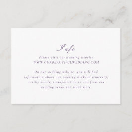 Schone Paarse elegante bruiloft Informatiekaartje