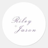 Schone Paarse elegante bruiloft Ronde Sticker (Voorkant)