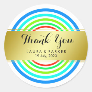 Schone Rainbow Yoga Circulaire Goud Dank u Bruilof Ronde Sticker