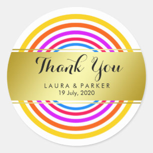 Schone Rainbow Yoga Circulaire Goud Dank u Bruilof Ronde Sticker