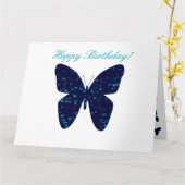 Schöne Schmetterlinge in blau Kaart (Gele Bloem)