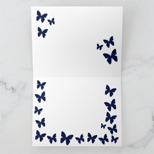 Schöne Schmetterlinge in blau Kaart (Binnen)